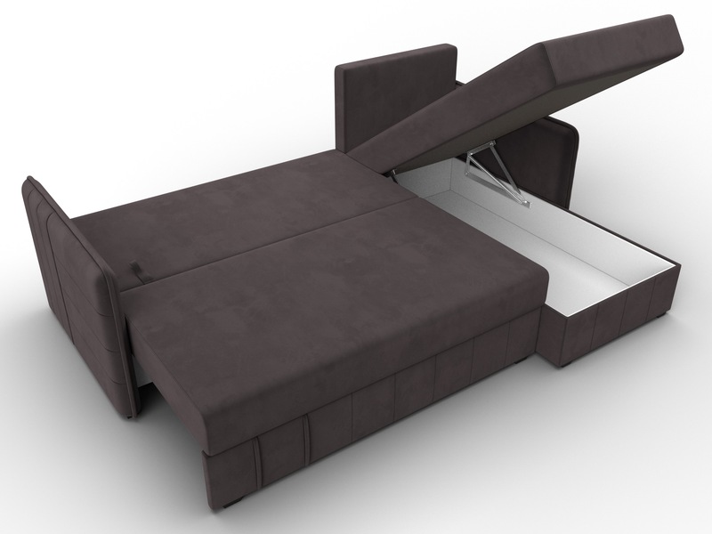 Диван угловой Слим угол универсальный, Велюр, SEVEN 727 коричневый