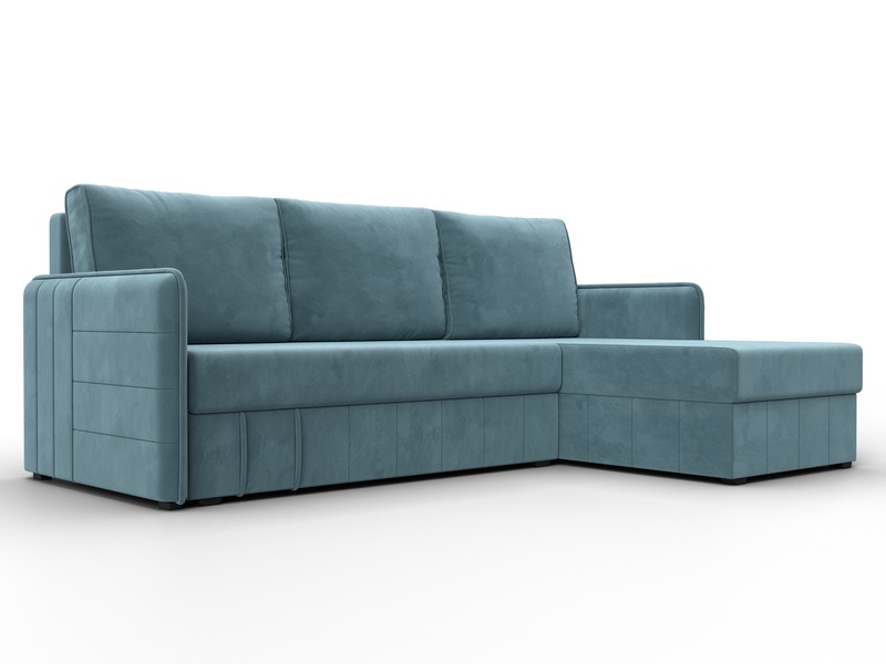 Диван угловой Слим угол универсальный, Велюр, SEVEN 113 бирюзовый