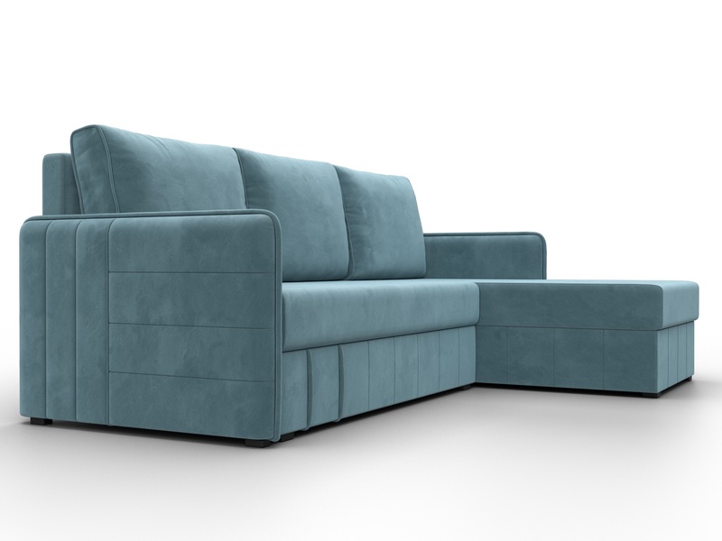Диван угловой Слим угол универсальный, Велюр, SEVEN 113 бирюзовый