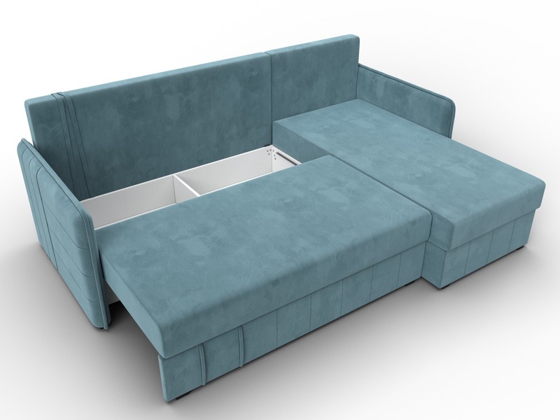 Диван угловой Слим угол универсальный, Велюр, SEVEN 113 бирюзовый