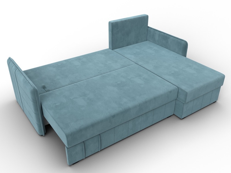 Диван угловой Слим угол универсальный, Велюр, SEVEN 113 бирюзовый