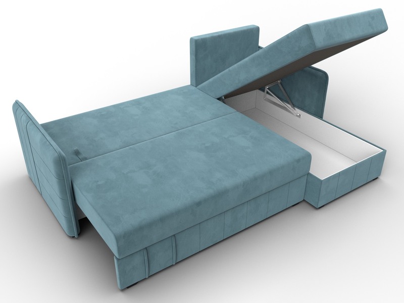 Диван угловой Слим угол универсальный, Велюр, SEVEN 113 бирюзовый