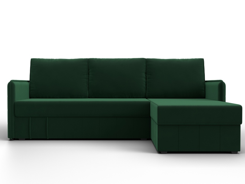 Диван угловой Слим угол универсальный, Велюр, SEVEN 626 зеленый