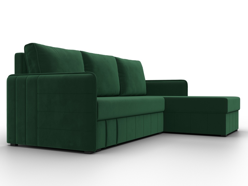 Диван угловой Слим угол универсальный, Велюр, SEVEN 626 зеленый