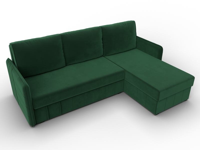 Диван угловой Слим угол универсальный, Велюр, SEVEN 626 зеленый