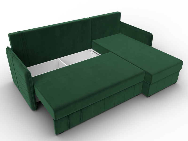 Диван угловой Слим угол универсальный, Велюр, SEVEN 626 зеленый
