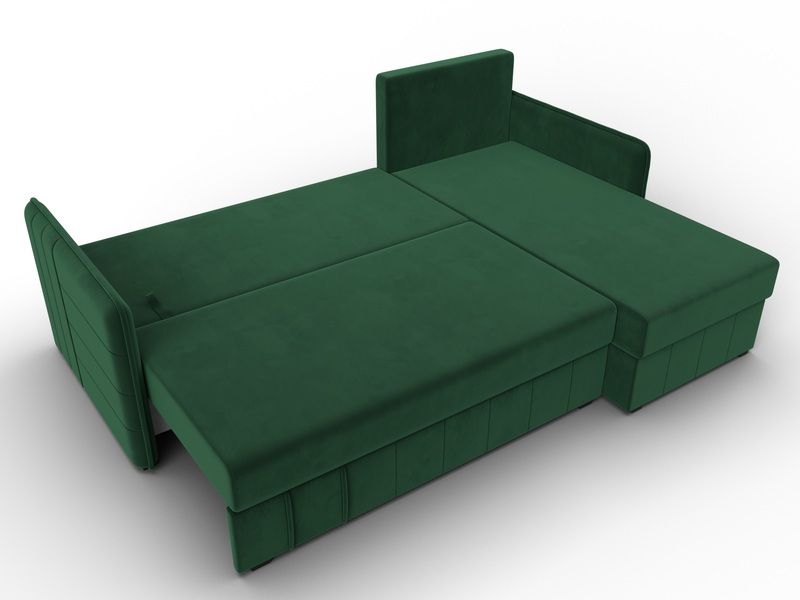 Диван угловой Слим угол универсальный, Велюр, SEVEN 626 зеленый