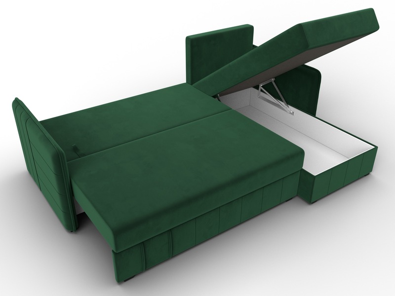 Диван угловой Слим угол универсальный, Велюр, SEVEN 626 зеленый