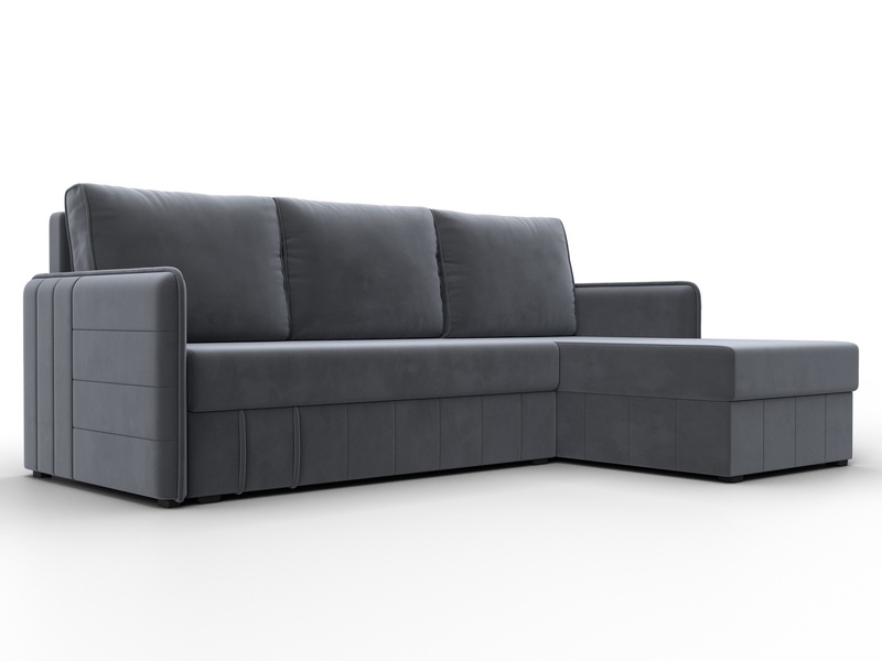 Диван угловой Слим угол универсальный, Велюр, SEVEN 17 серый