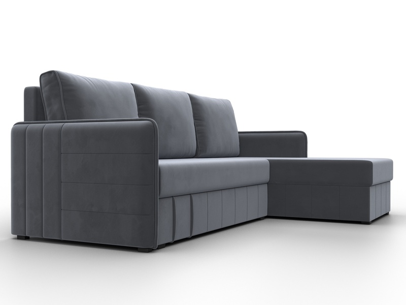 Диван угловой Слим угол универсальный, Велюр, SEVEN 17 серый