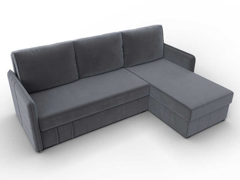 Диван угловой Слим угол универсальный, Велюр, SEVEN 17 серый