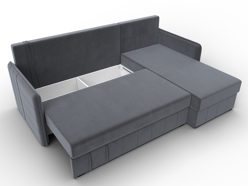 Диван угловой Слим угол универсальный, Велюр, SEVEN 17 серый