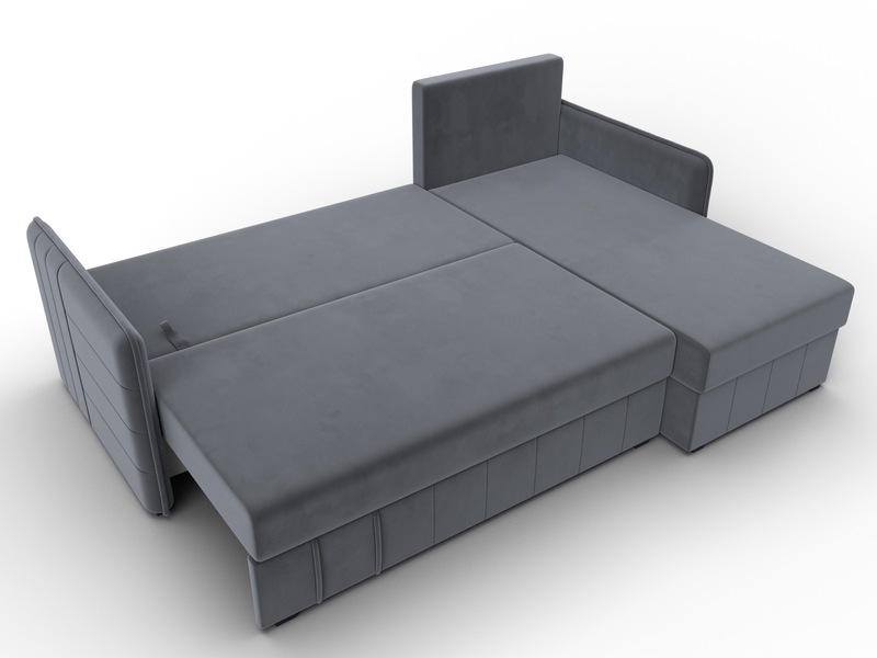 Диван угловой Слим угол универсальный, Велюр, SEVEN 17 серый