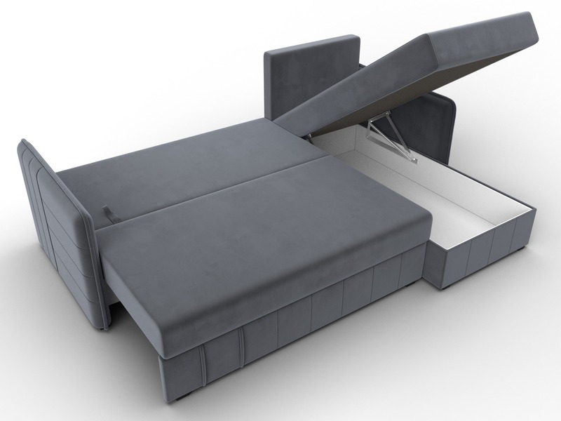 Диван угловой Слим угол универсальный, Велюр, SEVEN 17 серый