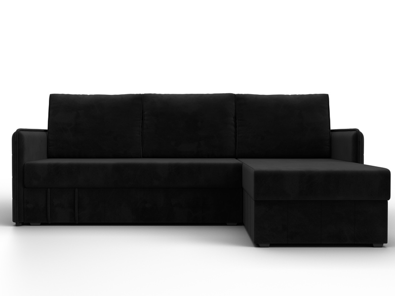 Диван угловой Слим угол универсальный, Велюр, SEVEN 35 черный