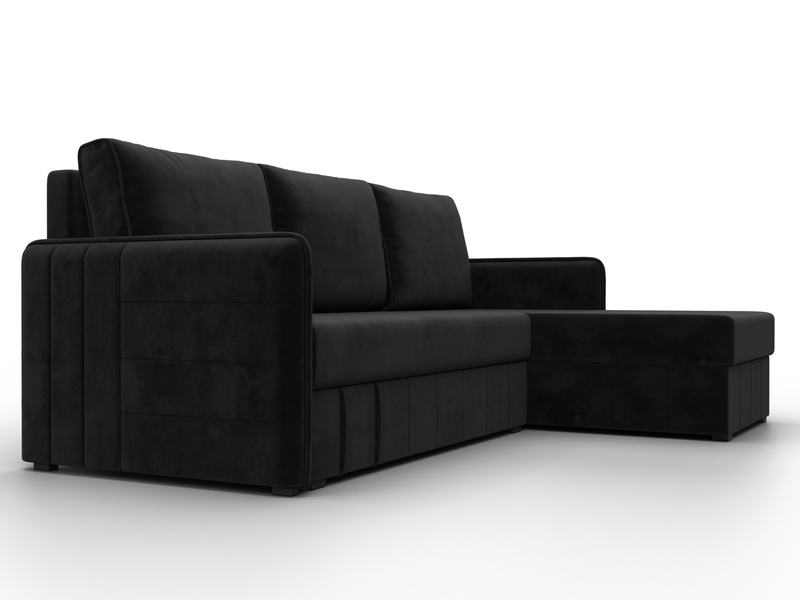 Диван угловой Слим угол универсальный, Велюр, SEVEN 35 черный