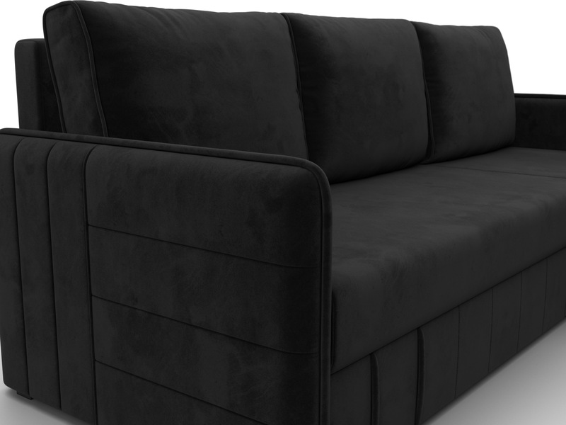 Диван угловой Слим угол универсальный, Велюр, SEVEN 35 черный