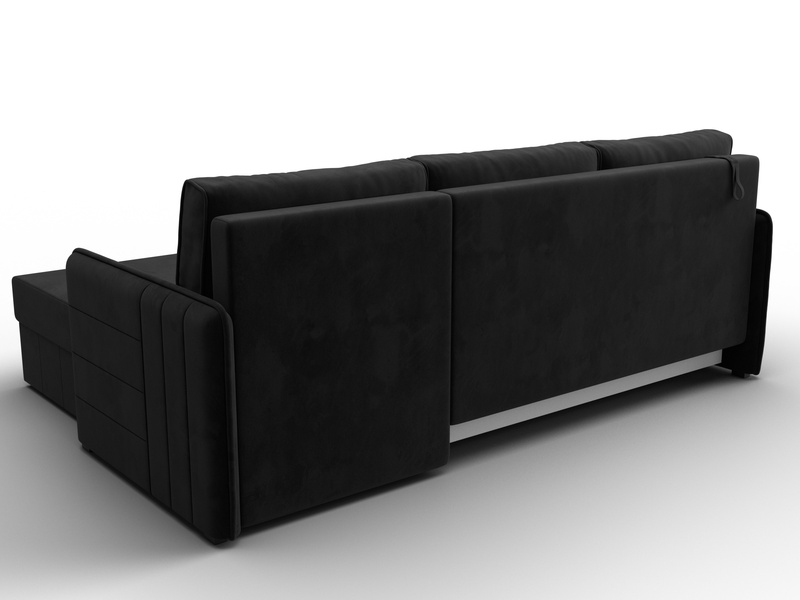 Диван угловой Слим угол универсальный, Велюр, SEVEN 35 черный