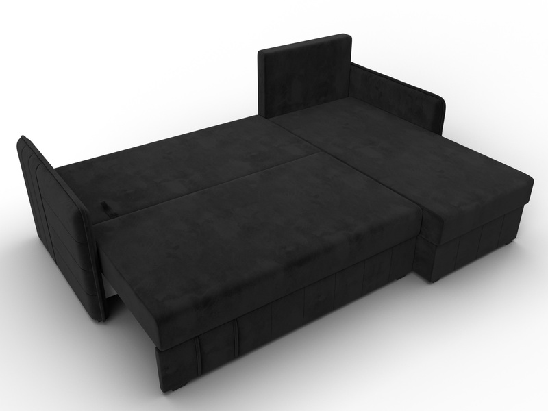 Диван угловой Слим угол универсальный, Велюр, SEVEN 35 черный