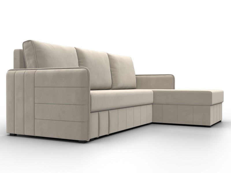 Диван угловой Слим угол универсальный, Микровельвет, Бежевый