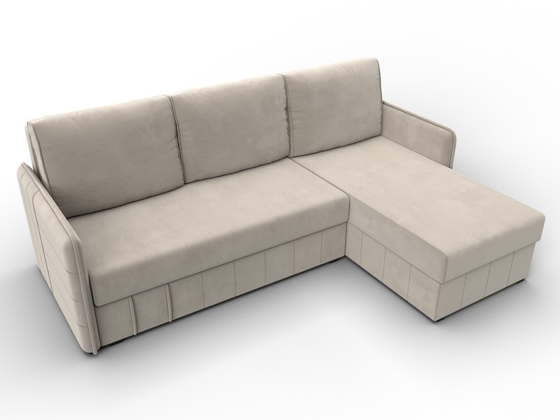 Диван угловой Слим угол универсальный, Микровельвет, Бежевый