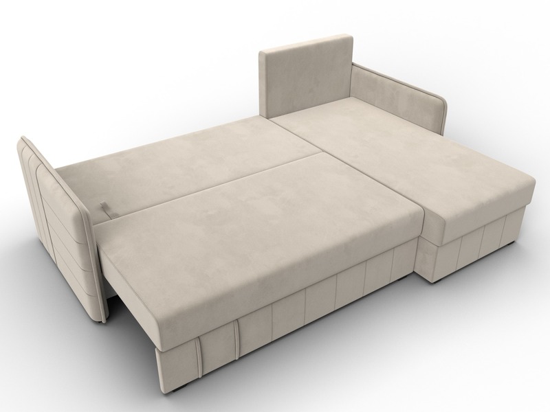 Диван угловой Слим угол универсальный, Микровельвет, Бежевый