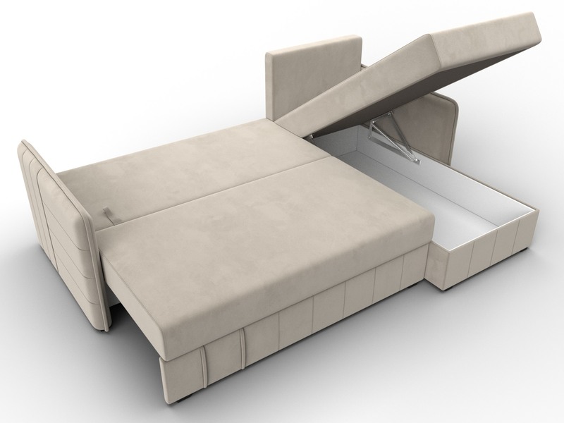 Диван угловой Слим угол универсальный, Микровельвет, Бежевый