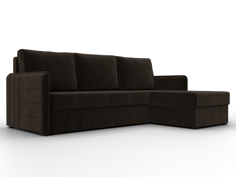 Диван угловой Слим угол универсальный, Микровельвет, Коричневый