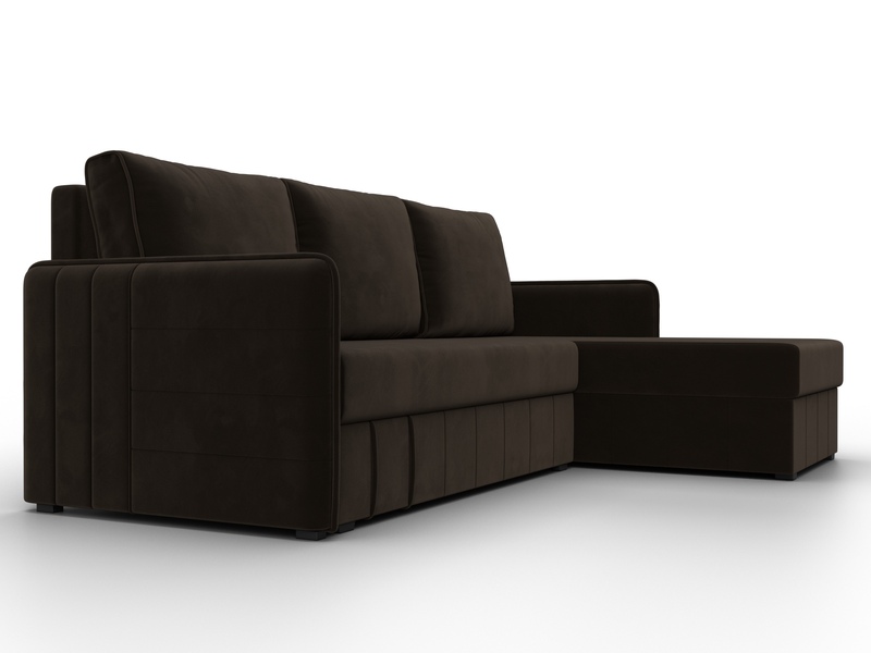 Диван угловой Слим угол универсальный, Микровельвет, Коричневый