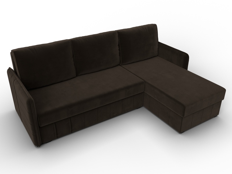 Диван угловой Слим угол универсальный, Микровельвет, Коричневый