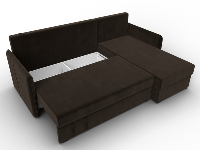 Диван угловой Слим угол универсальный, Микровельвет, Коричневый