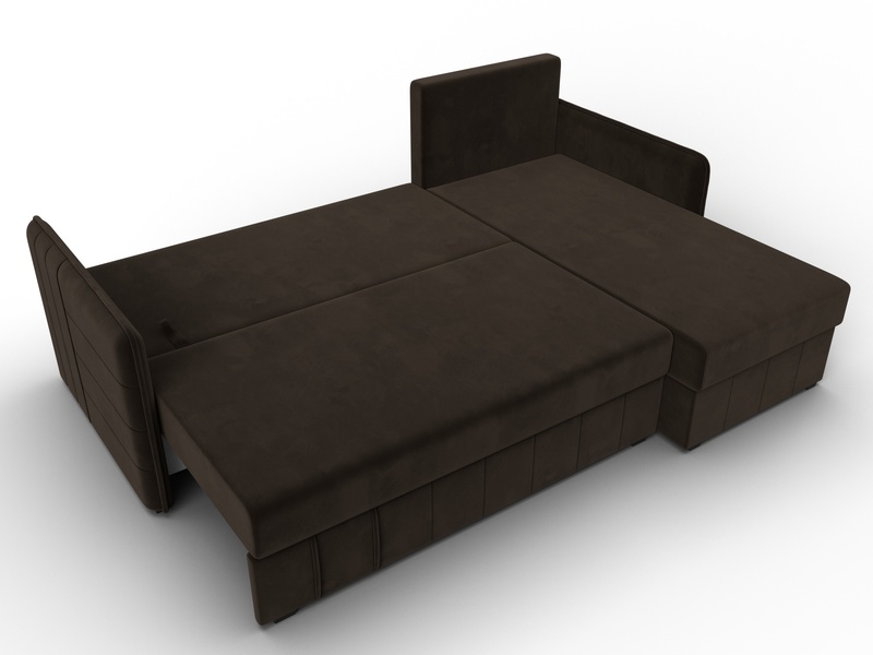 Диван угловой Слим угол универсальный, Микровельвет, Коричневый