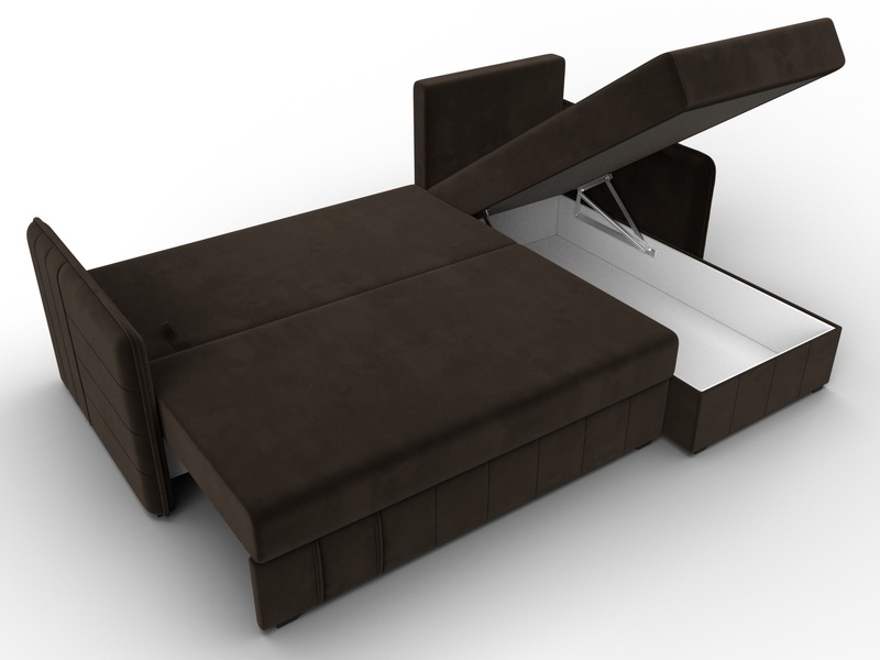 Диван угловой Слим угол универсальный, Микровельвет, Коричневый