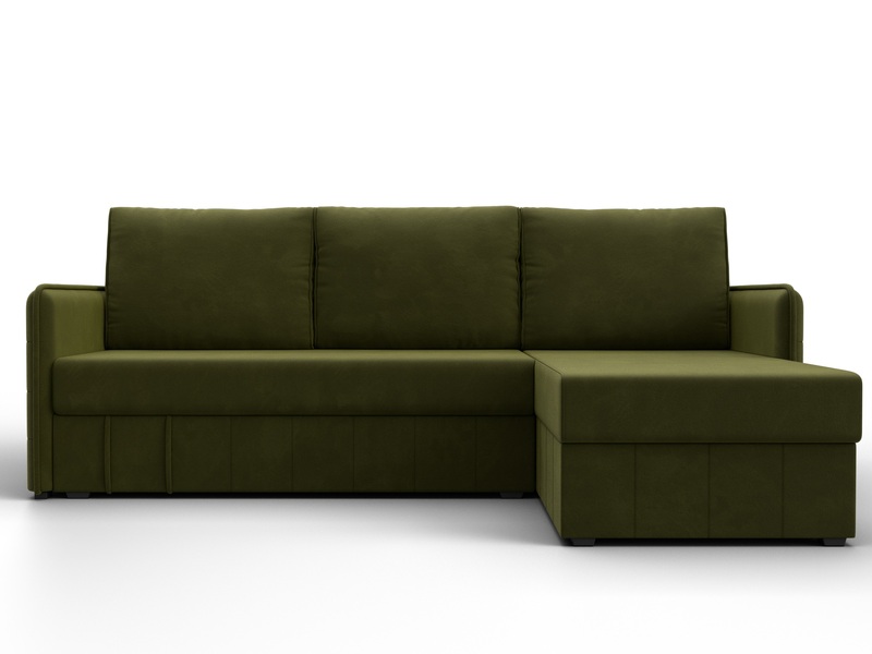Диван угловой Слим угол универсальный, Микровельвет, Зеленый