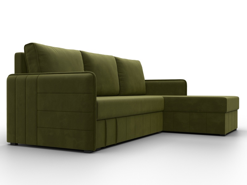 Диван угловой Слим угол универсальный, Микровельвет, Зеленый