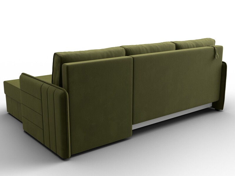 Диван угловой Слим угол универсальный, Микровельвет, Зеленый