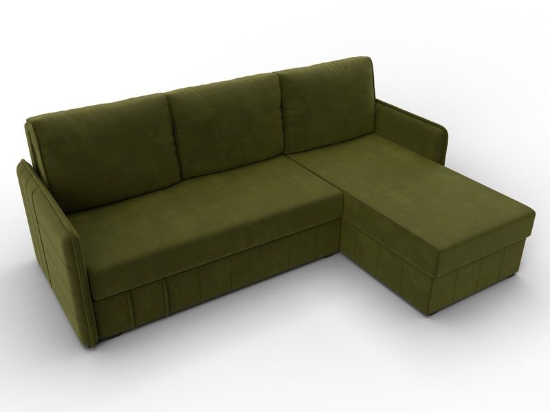 Диван угловой Слим угол универсальный, Микровельвет, Зеленый