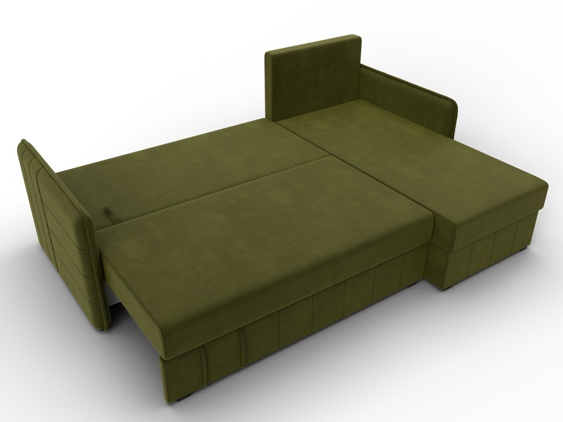Диван угловой Слим угол универсальный, Микровельвет, Зеленый