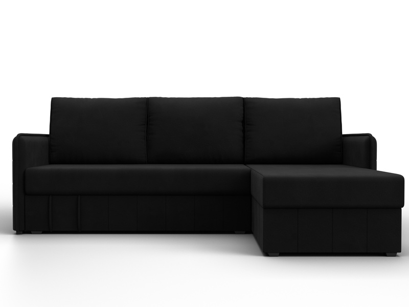 Диван угловой Слим угол универсальный, Микровельвет, Черный