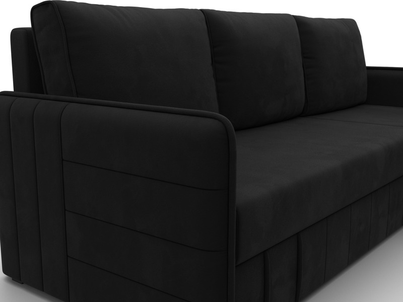 Диван угловой Слим угол универсальный, Микровельвет, Черный
