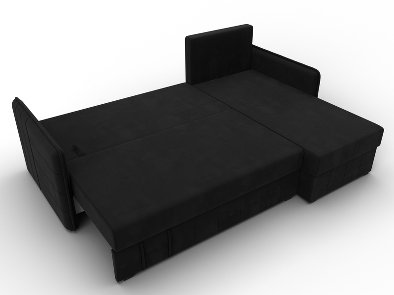 Диван угловой Слим угол универсальный, Микровельвет, Черный