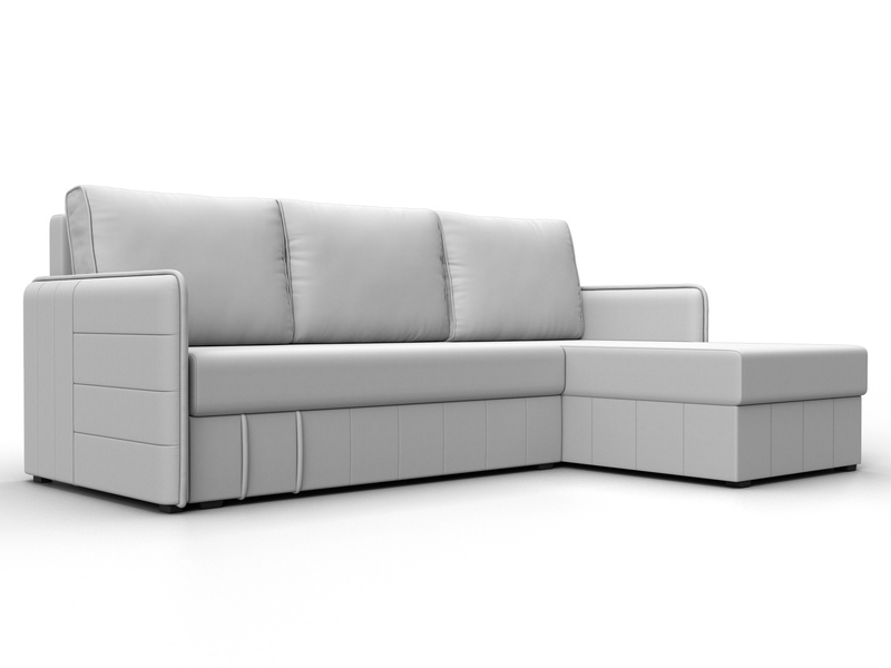 Диван угловой Слим угол универсальный, Экокожа, Белый