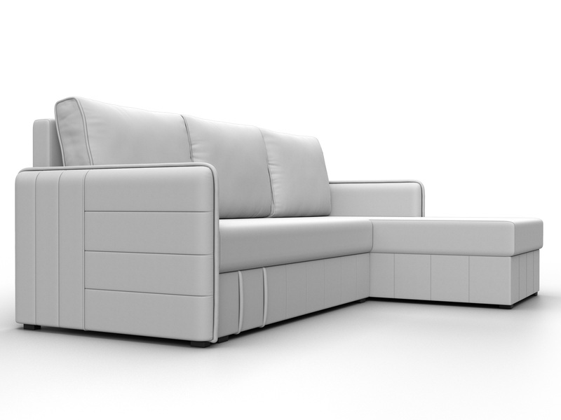 Диван угловой Слим угол универсальный, Экокожа, Белый