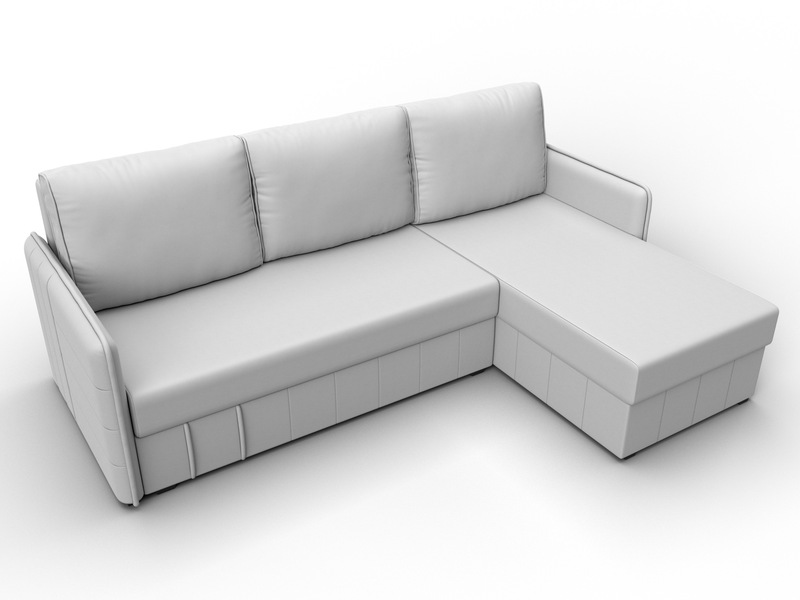 Диван угловой Слим угол универсальный, Экокожа, Белый