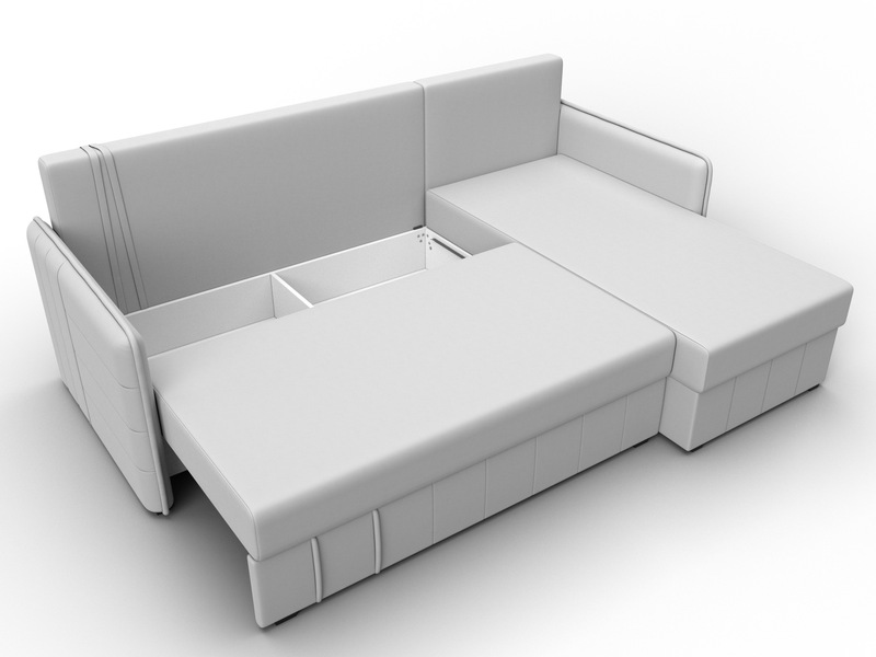 Диван угловой Слим угол универсальный, Экокожа, Белый