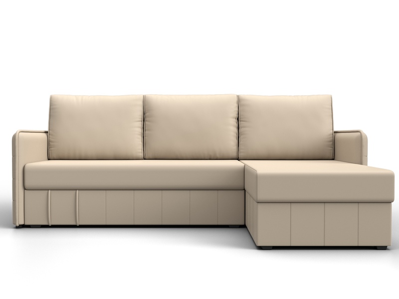 Диван угловой Слим угол универсальный, Экокожа, Бежевый