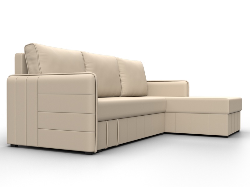 Диван угловой Слим угол универсальный, Экокожа, Бежевый