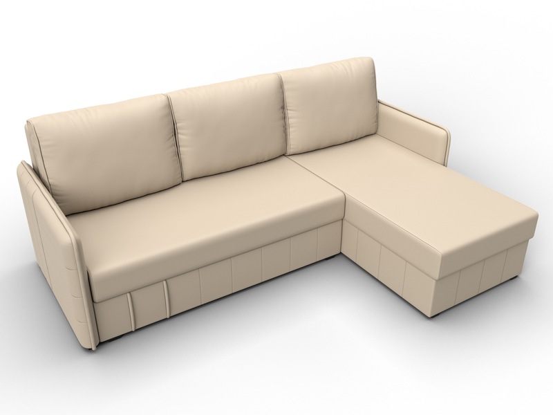 Диван угловой Слим угол универсальный, Экокожа, Бежевый