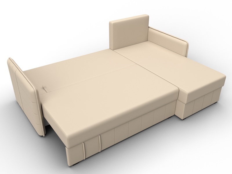 Диван угловой Слим угол универсальный, Экокожа, Бежевый