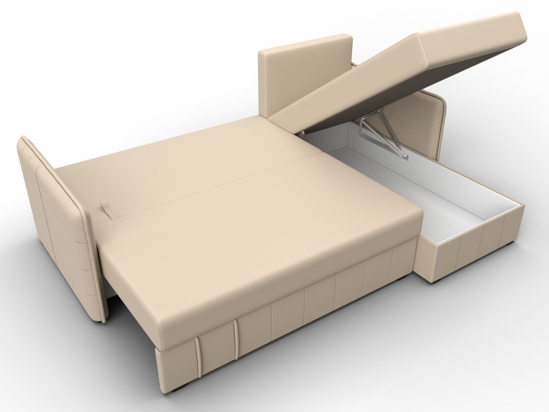 Диван угловой Слим угол универсальный, Экокожа, Бежевый